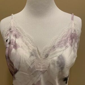 VICTORIA’S SECRETS | Limited Edition Purple Floral Lace Trim Cami Satin Top
